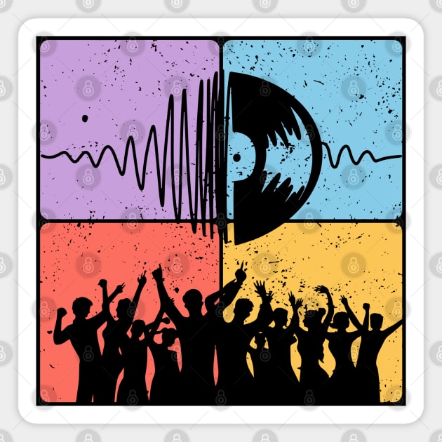 Music Festival Crowd and Soundwave Art Magnet by TuncGK